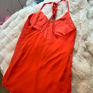 Gorgeous orange dress never worn fully lined  spaghetti straps backless